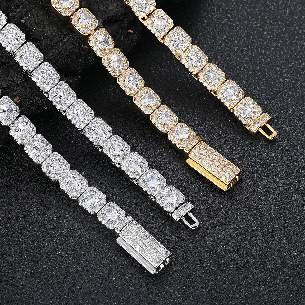 7mm Cluster Tennis Chain Necklace  Iced Out Hip Hop Jewelry