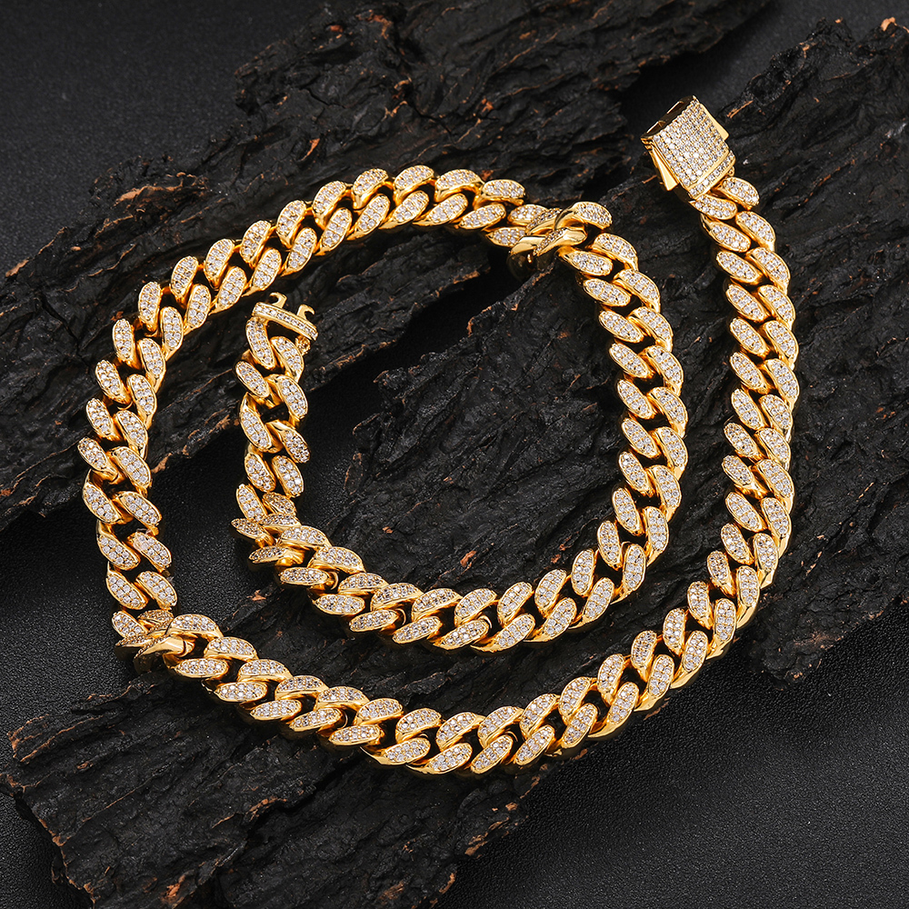 Iced 2 Rows Diamond Cuban Link Necklace - 12mm