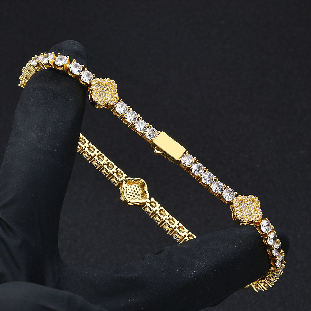 3.5mm Gold Plated Clover Tennis Bracelet