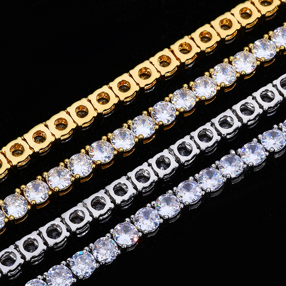 4mm Iced Diamond Tennis Chain Necklace Luxury Sparkling Jewelry