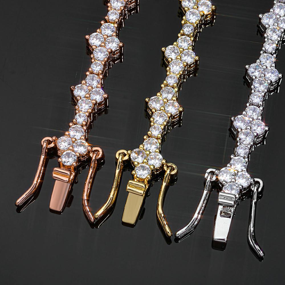 6.5mm Iced Out VVS Moissanite Flower Shape Tennis Chain Bracelet