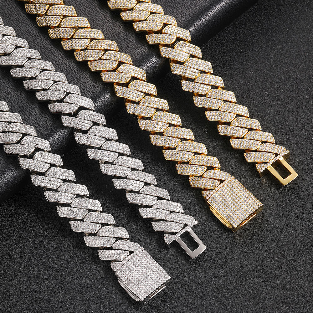 20MM 3-Row Iced Prong Cuban Chain Necklace