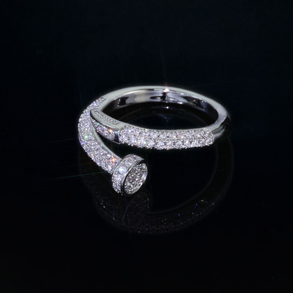 Iced Out 18k Gold Plated Bling 5A CZ Punk Nail Rings