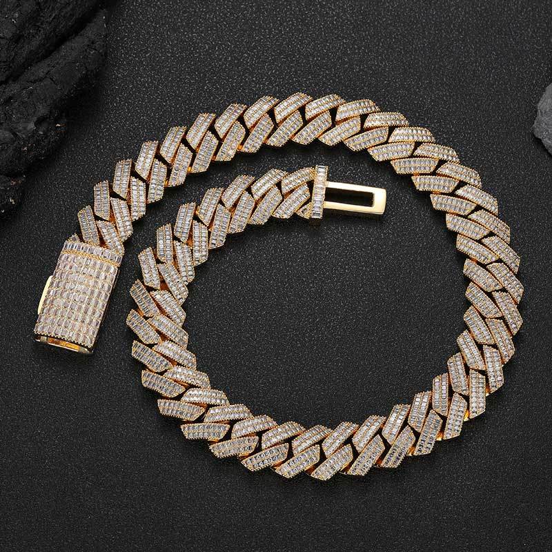 20mm White Gold CZ Cuban Chain – Iced Out Hip Hop Necklace