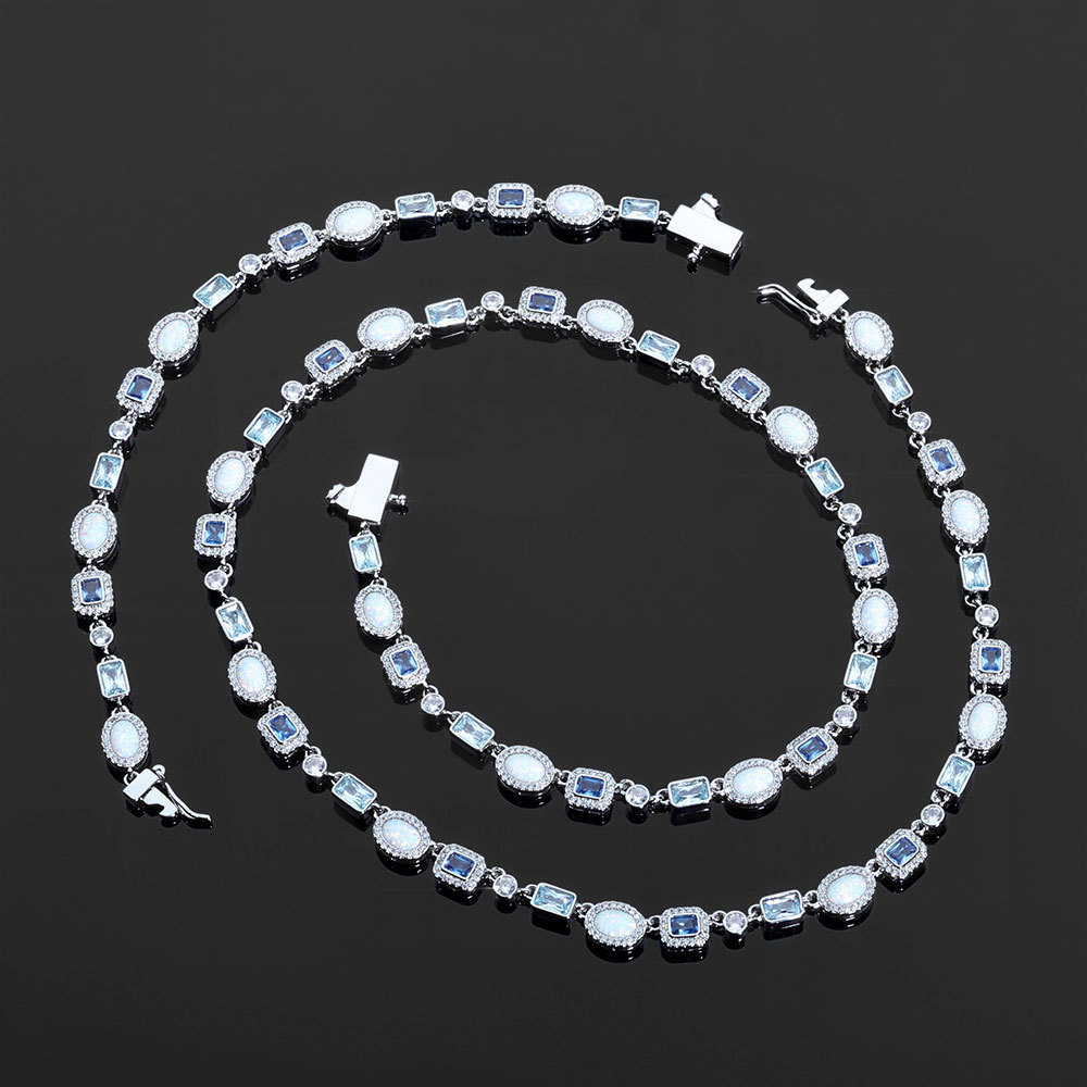 Multicolor Zircon Gemstone Geometric Chain Necklace