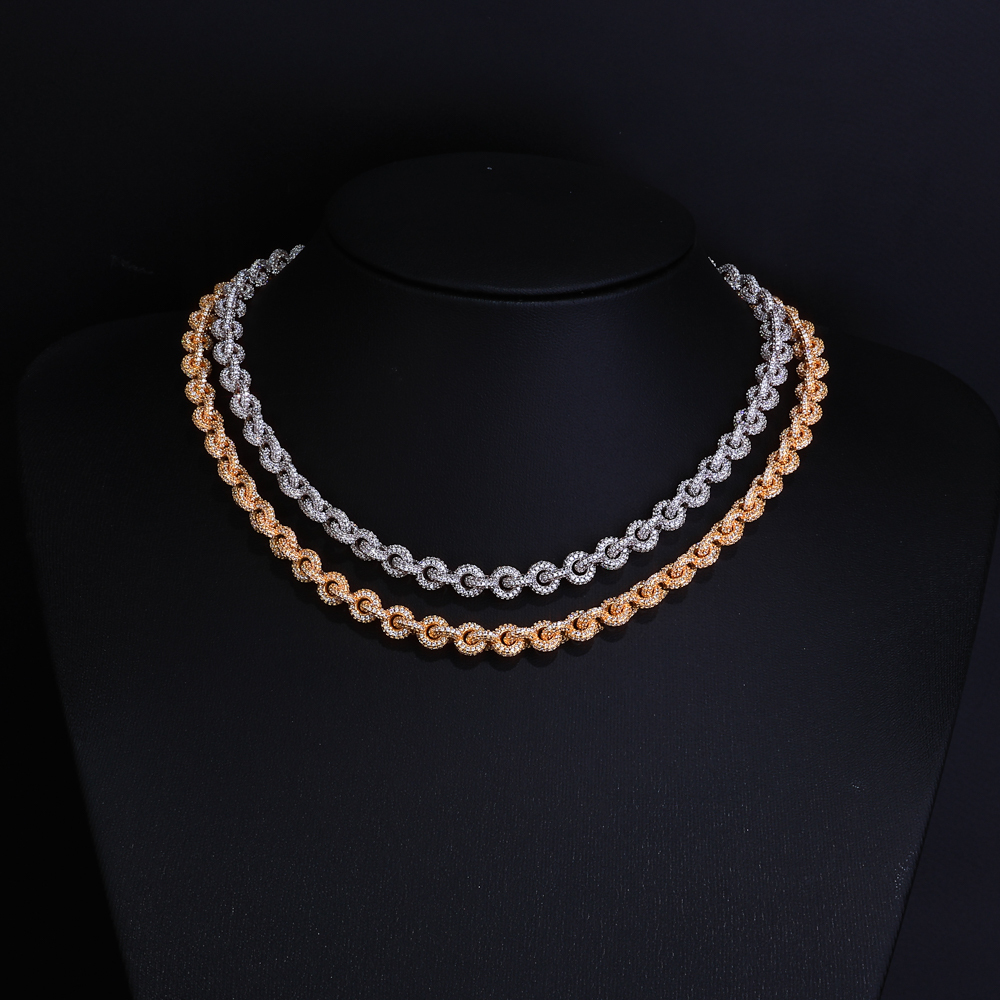8mm Iced Out Zircon Flip Buckle O Shaped Chain Necklace