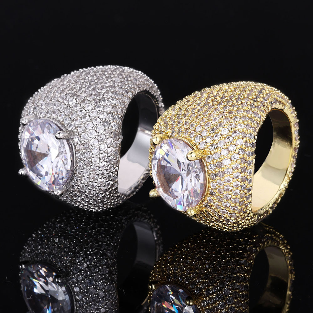 Iced Diamond Clustered Band Ring