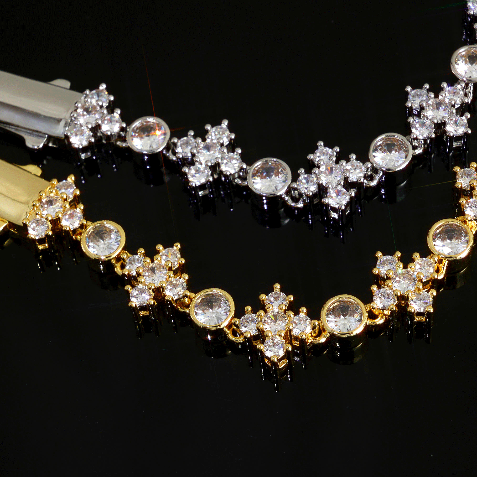 Cross Shiny CZ Stone Link Chain Bracelet