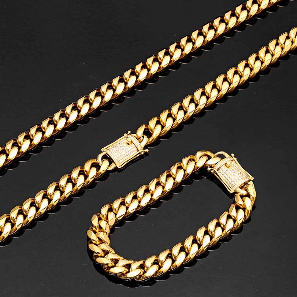 12mm Iced Out CZ Iced Clasp Miami Cuban Link Bracelet