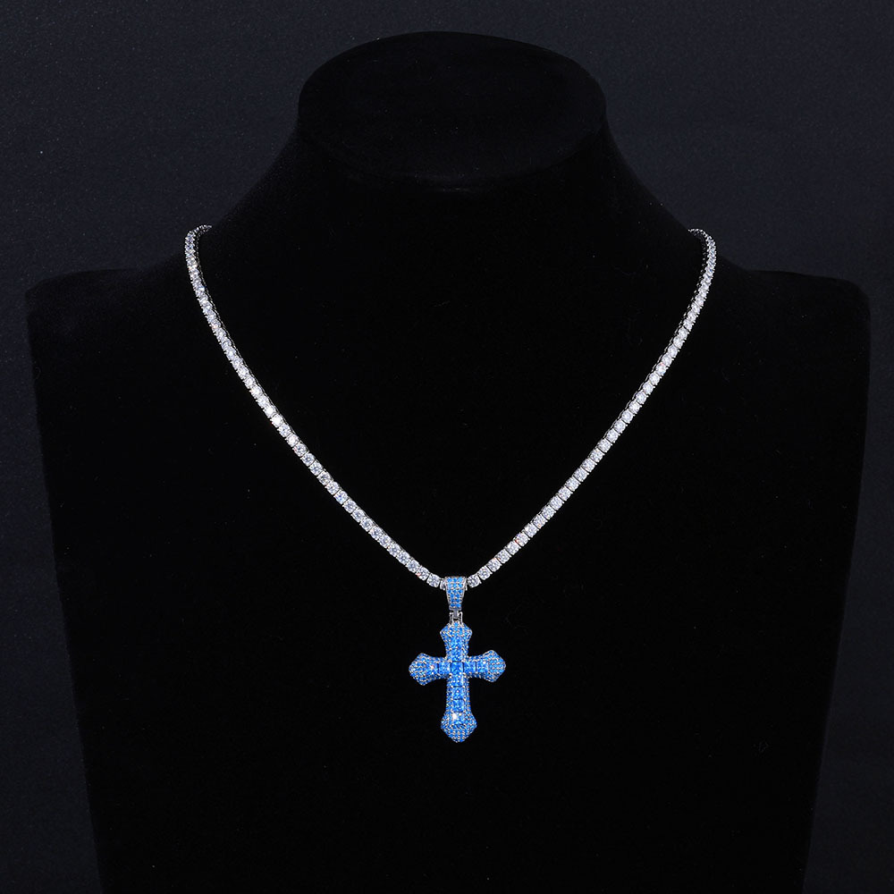 Hip Hop Iced Out Cross Necklace – CZ Diamond Jesus Pendant