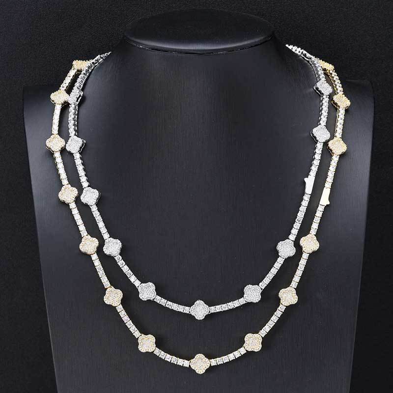 Four Leaf Clover--18K Gold Plated CZ Tennis Necklace