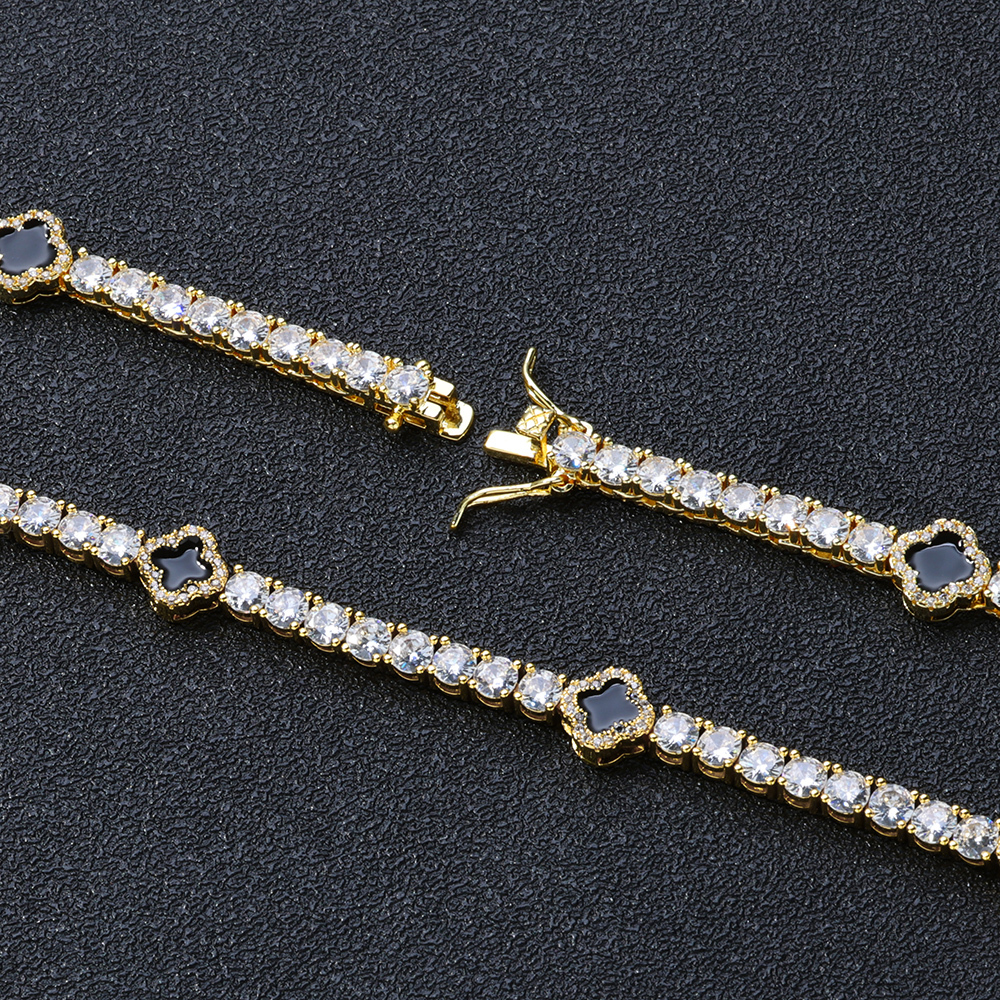 Enamel Clover Tennis Chain Necklace