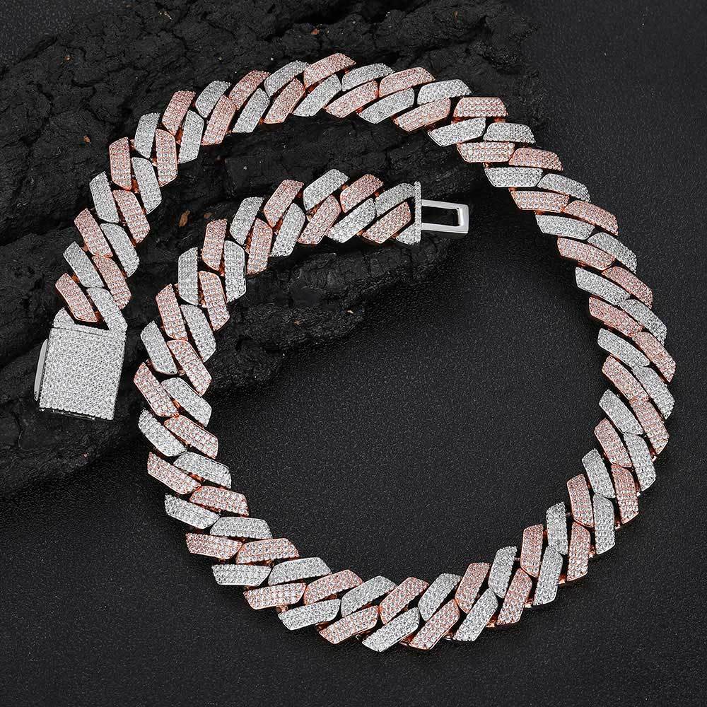 20MM 3-Row Iced Prong Cuban Chain Necklace