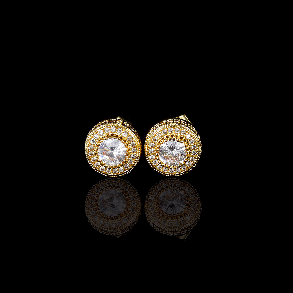 CZ Round Iced Stud Earrings