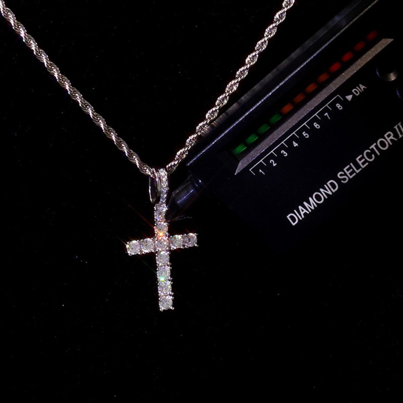 Iced Out Jesus Cross Pendant VVS Moissanite 925 Silver White Gold