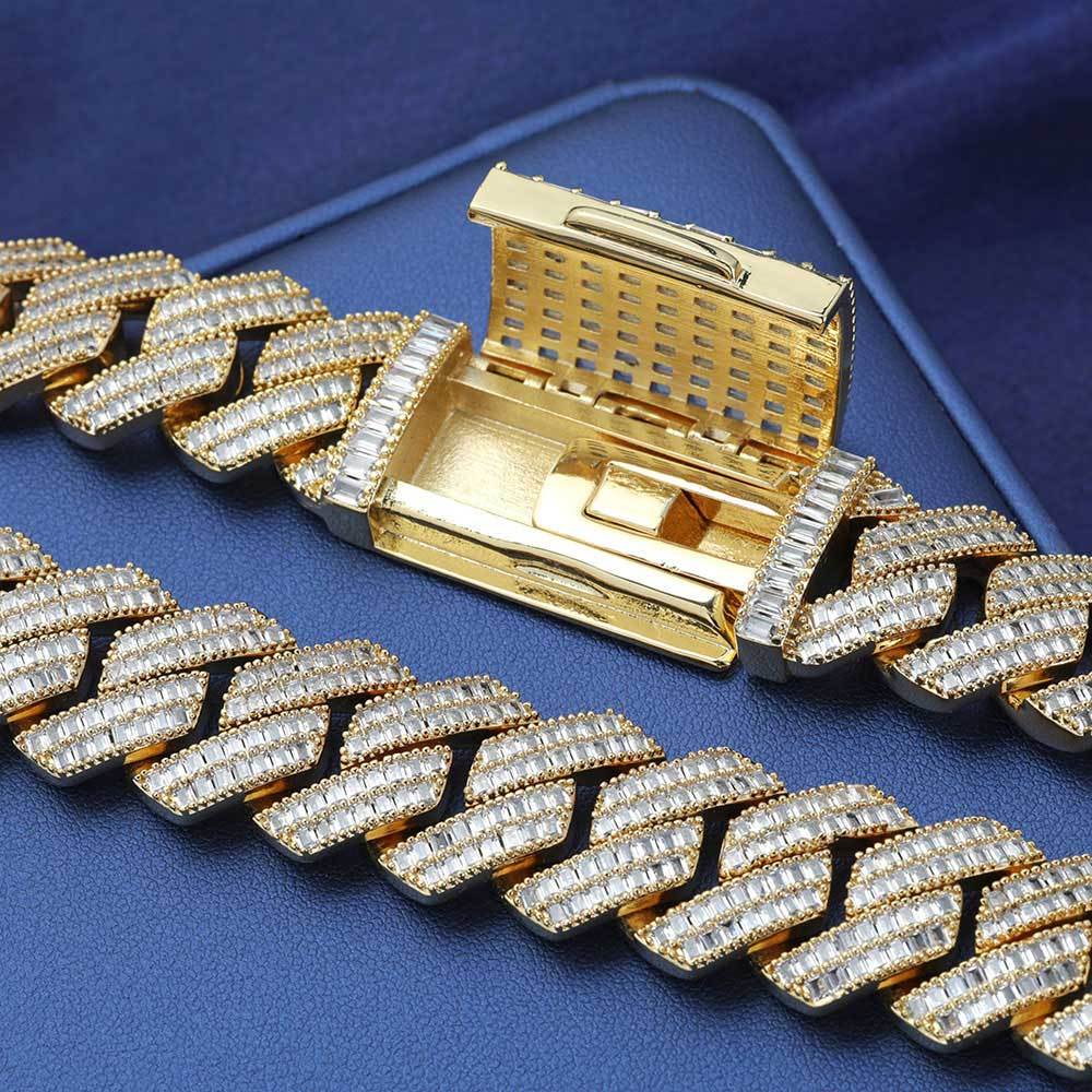 20mm White Gold CZ Cuban Chain – Iced Out Hip Hop Necklace