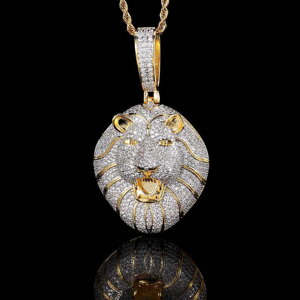 Big Gold Lion Pendant Necklace
