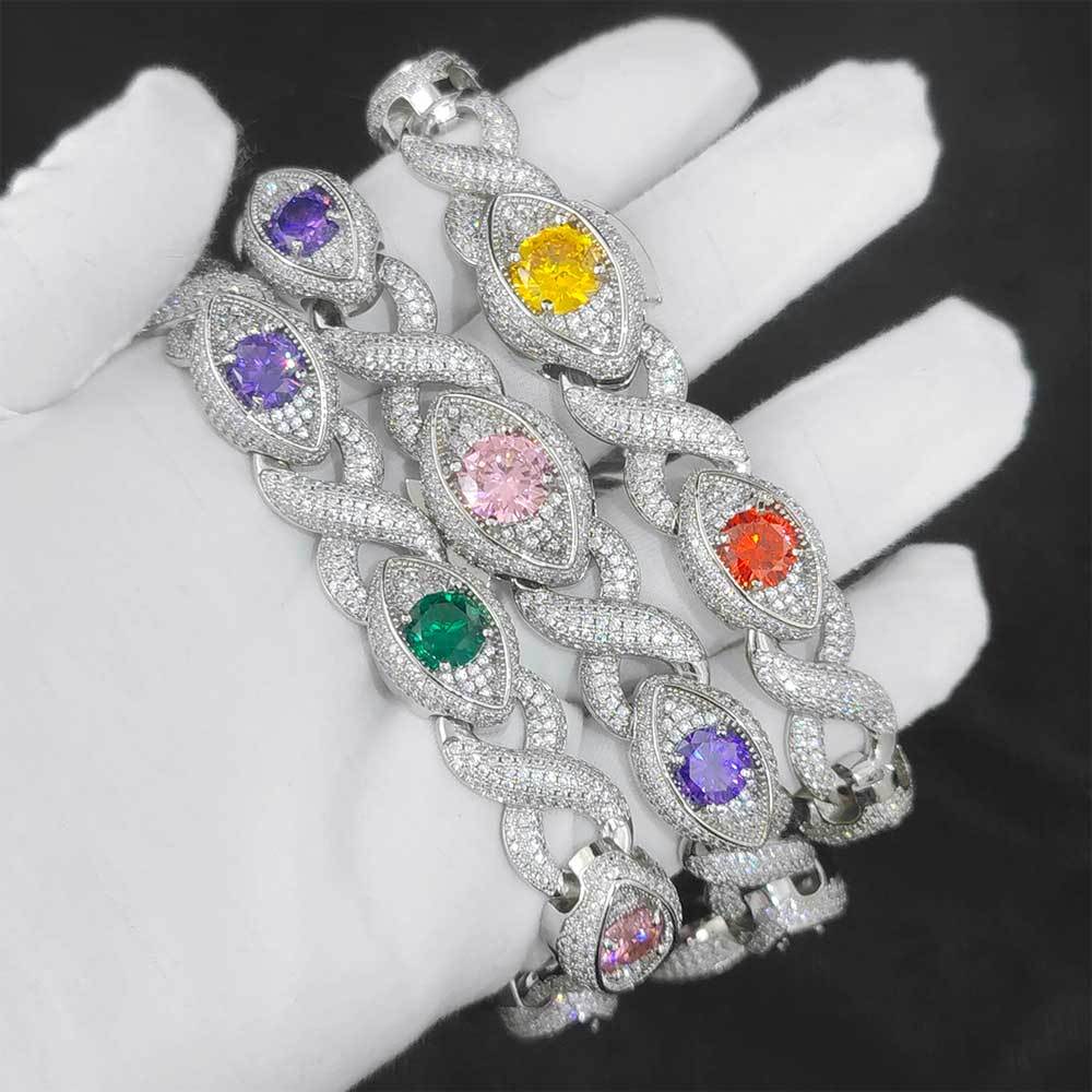 ICEOMG 15mm Hip Hop Iced Out Cuban Chain Big Diamond Eye Shape Cuban Infinite Links Choker Necklace