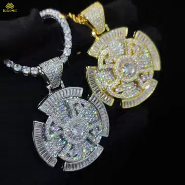 CZ Rotating Cross Pendant Necklace