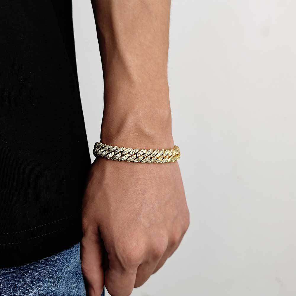 10mm Diamond Cuban Link Bracelet in White Gold