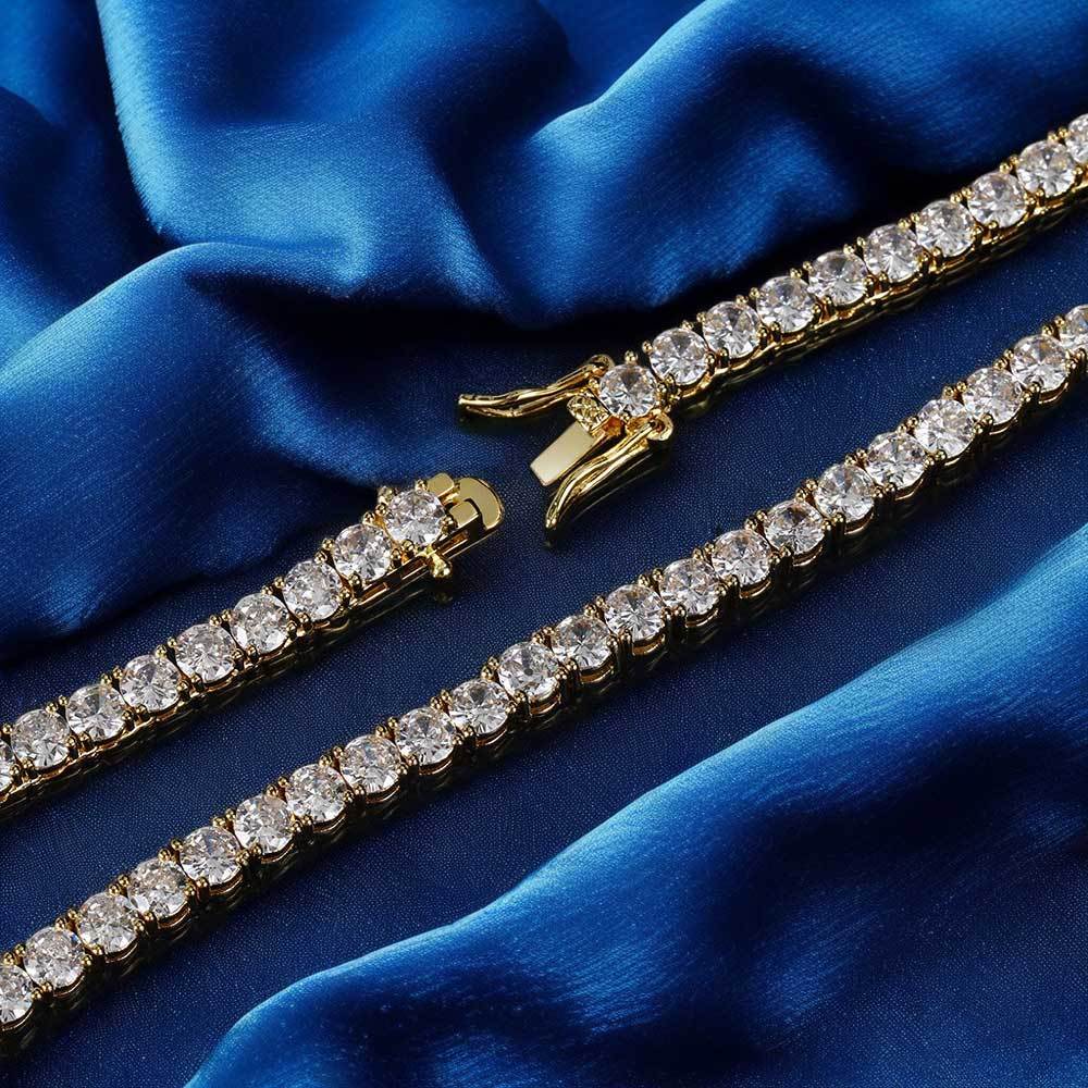 Iced Out Bling 3mm Diamond Tennis Chain Necklace
