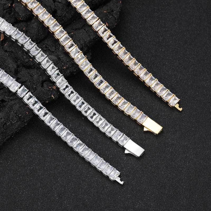 18K Gold Plated Hip Hop Tennis Necklace   moissanite  6mm