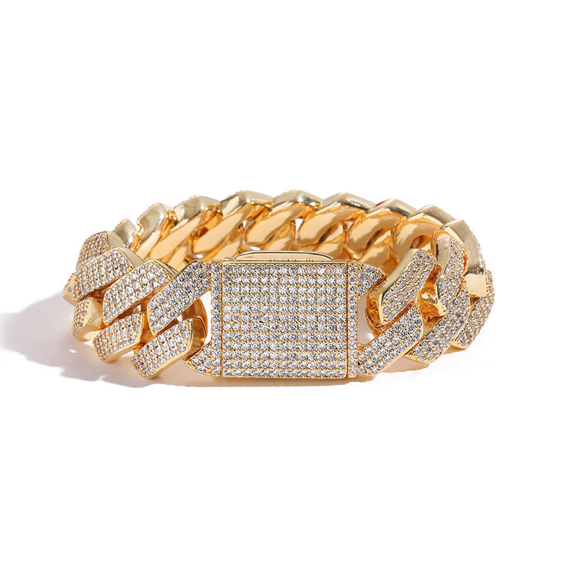 Chunky Moissanite Cuban Chain  925 Silver Bracelet