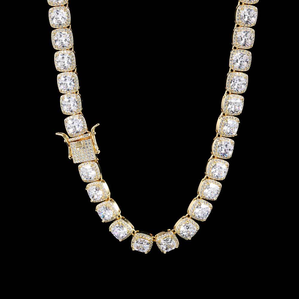 Wholesale 12mm Cluster Tennis Chain for Men Necklace Hip Hop Zirconia Rock Square Iced Out Jewelry