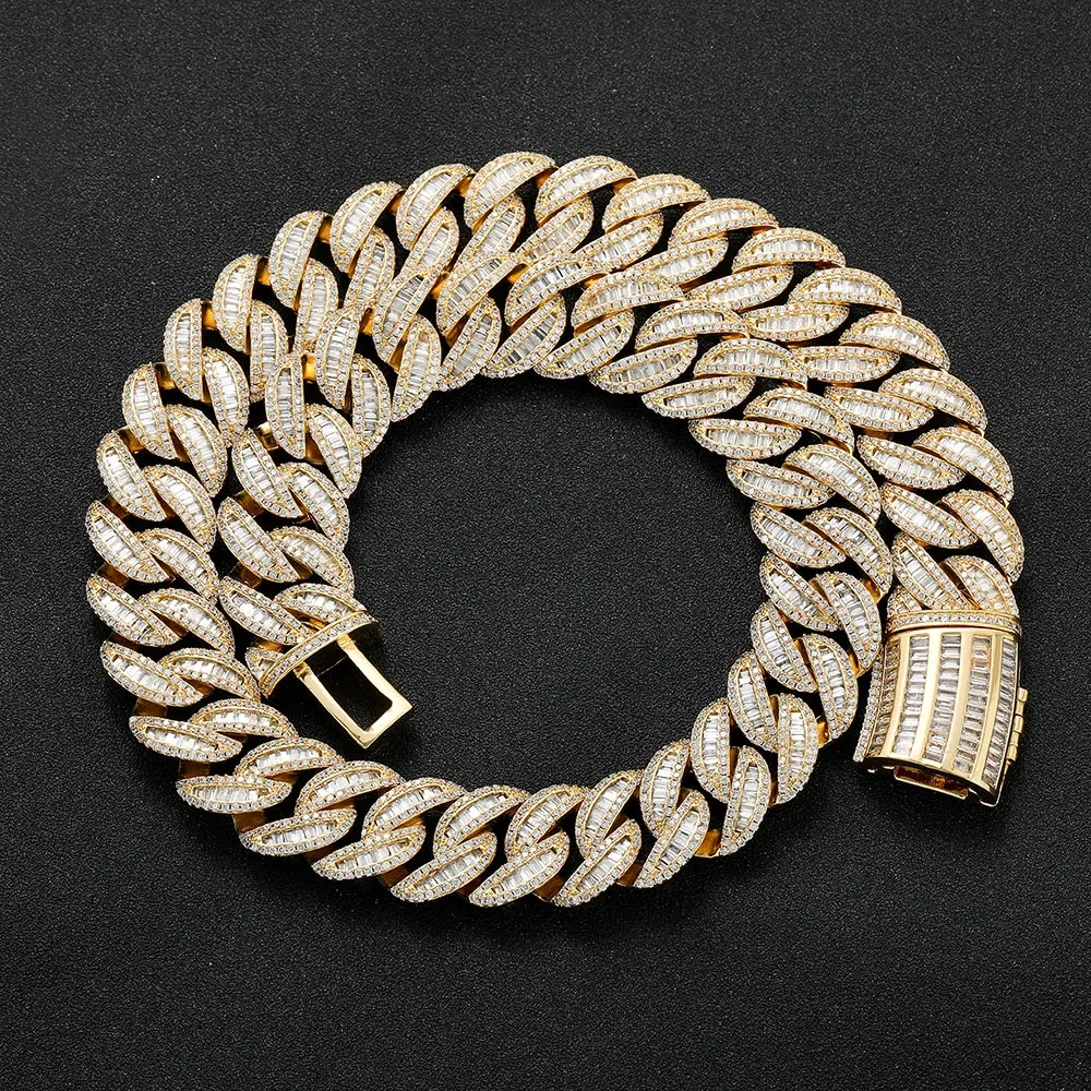 Hip Hop 20mm Mixed Inlay Cuban Link Chain Miami Men Rapper Jewelry Iced Out Necklace