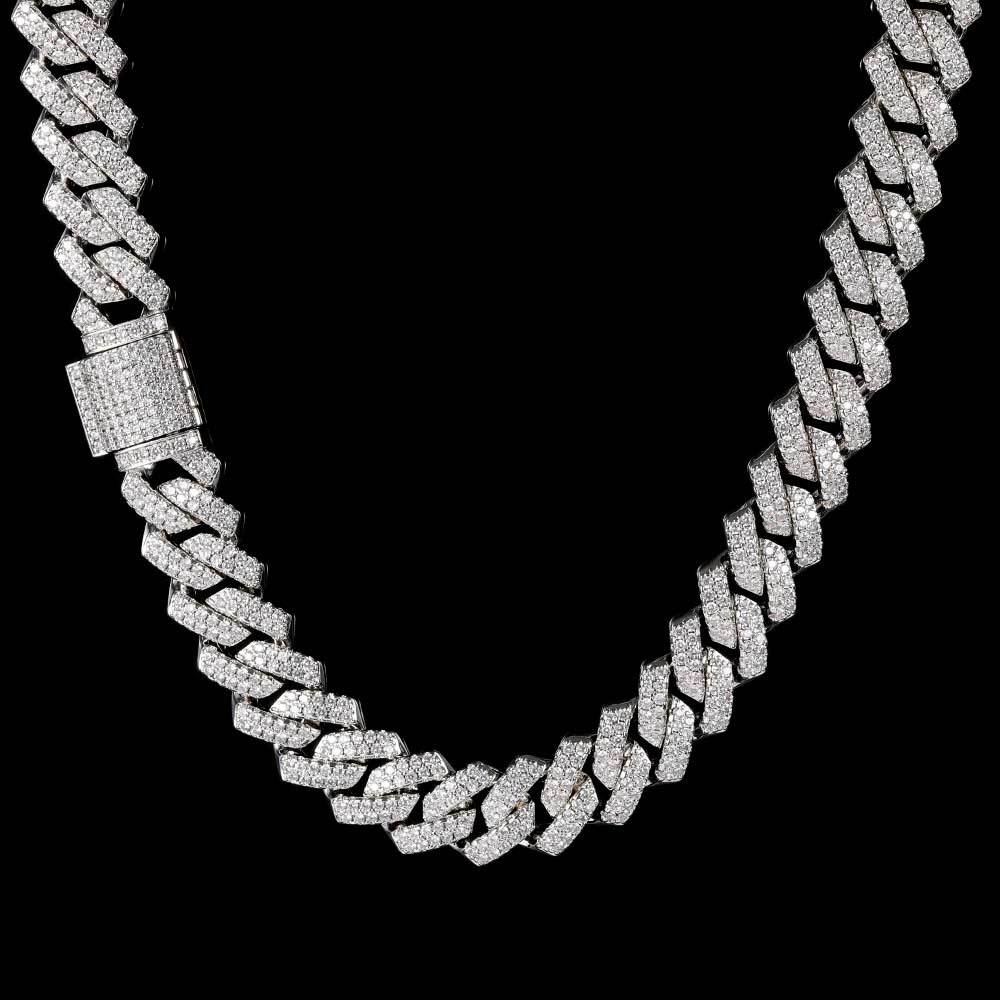 Wholesale 14mm Prong Iced Out Cuban Link Chain Necklace