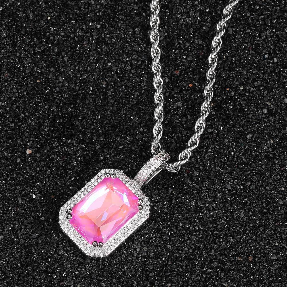 Wholesale Hiphop Bling Cz Color Plated Magnolia Crystal Iced Out Pendant