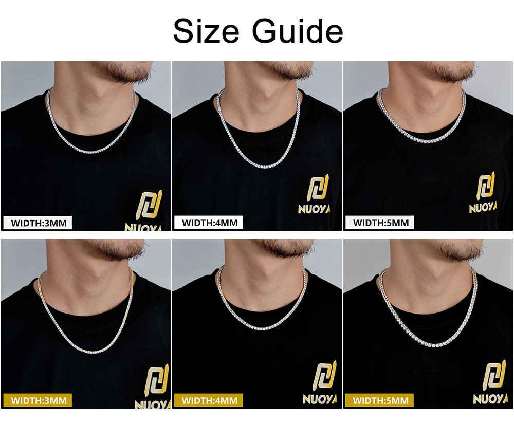 Wholesale 3mm 4mm 5mm Tennis Chain Necklace Hip Hop Iced Out Jewelry