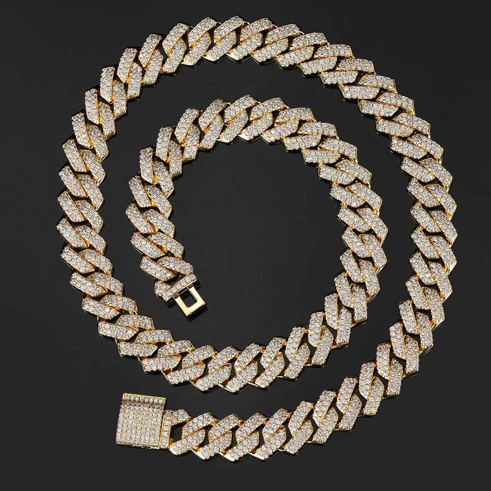 Wholesale 14mm Prong Iced Out Cuban Link Chain Necklace