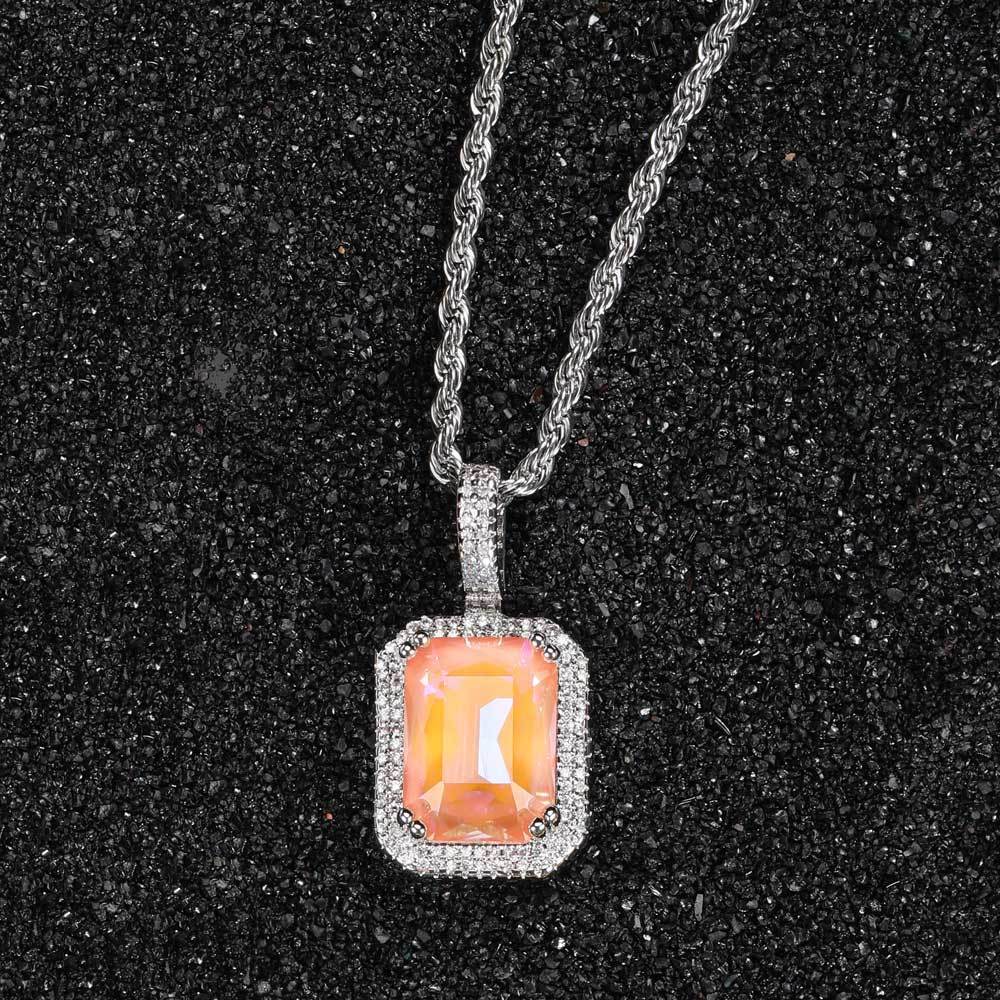 Wholesale Hiphop Bling Cz Color Plated Magnolia Crystal Iced Out Pendant
