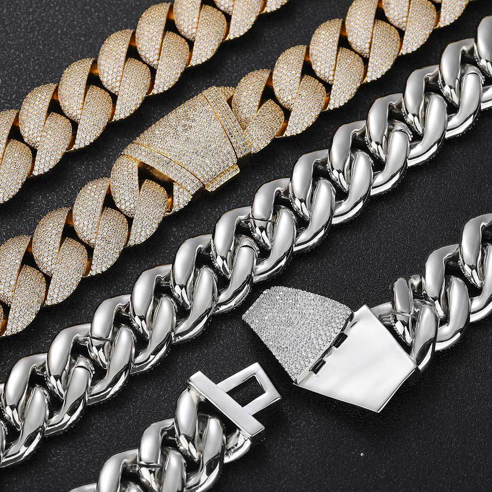 NUOYA Wholesale 22mm Full Diamond Iced Out Cuban Link Chain Necklace