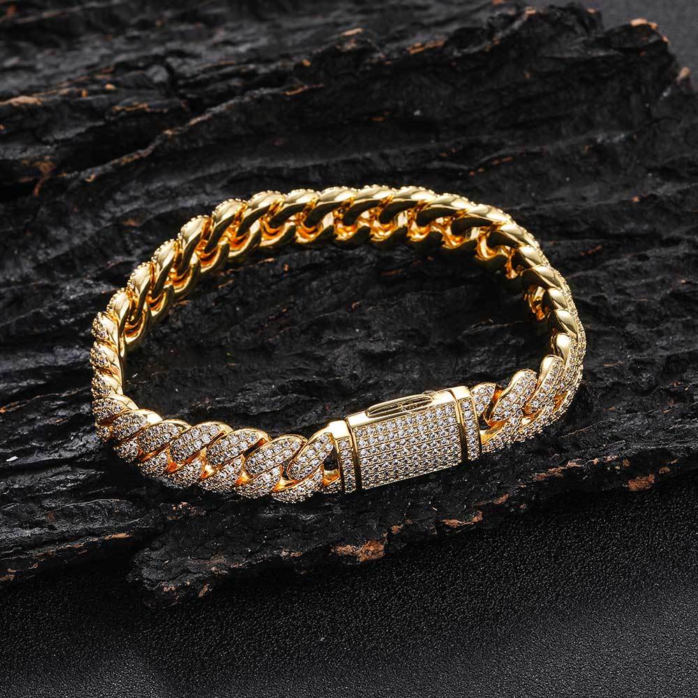 10mm Diamond Cuban Link Bracelet in White Gold