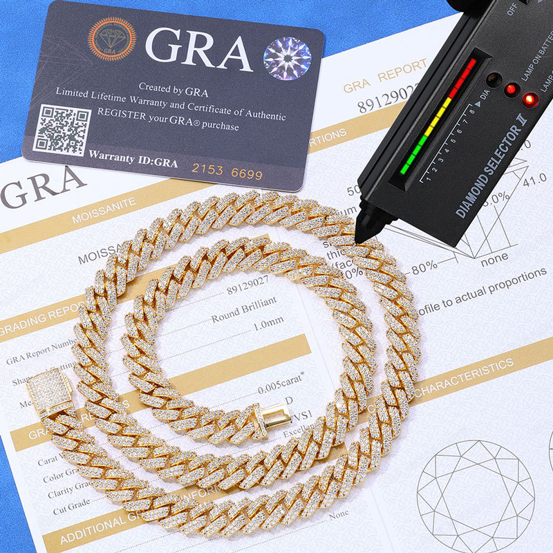 Men's iced-out Miami Cuban link chain with moissanite stones

