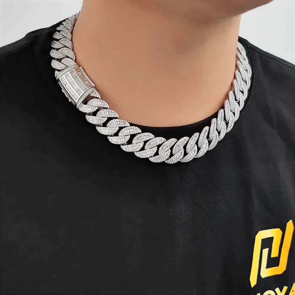 Hip Hop 20mm Mixed Inlay Cuban Link Chain Miami Men Rapper Jewelry Iced Out Necklace