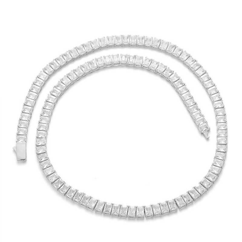 18K Gold Plated Hip Hop Tennis Necklace   moissanite  6mm