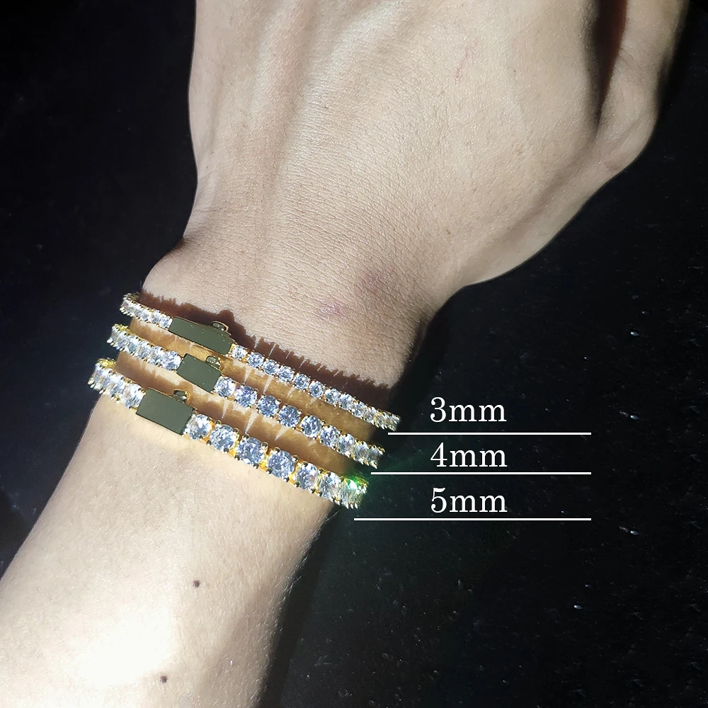 Tennis Chain 3mm 4mm 5mm 1 Row Bling Zircon Copper Material Necklace Hip Hop Man and Women Iced Out Jewelry