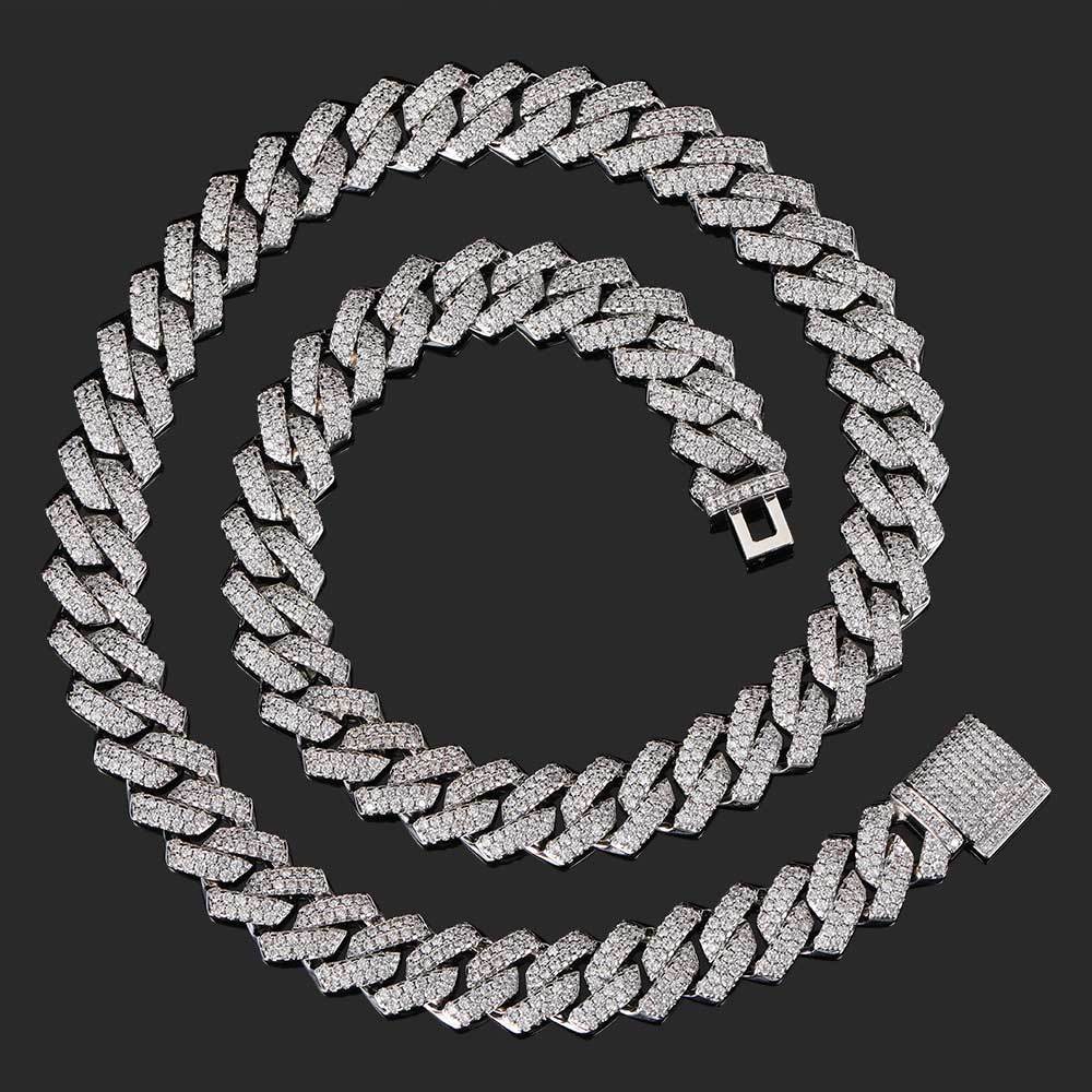 Wholesale 14mm Prong Iced Out Cuban Link Chain Necklace