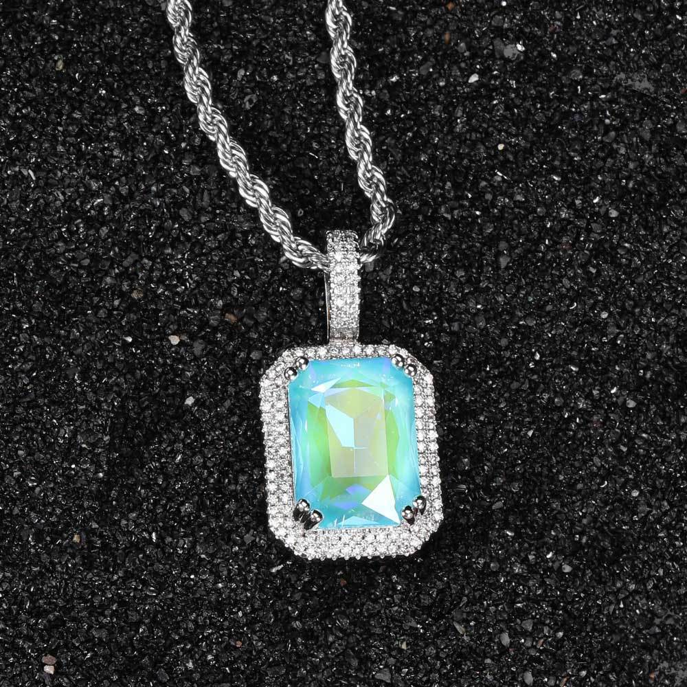 Wholesale Hiphop Bling Cz Color Plated Magnolia Crystal Iced Out Pendant