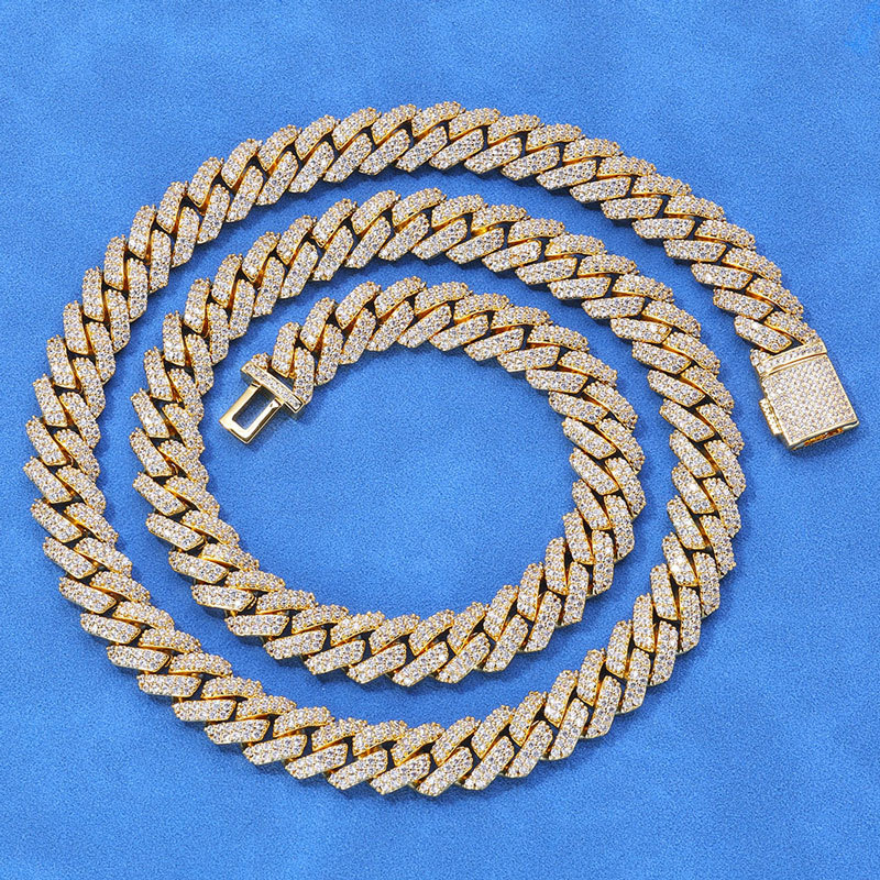 Men's iced-out Miami Cuban link chain with moissanite stones

