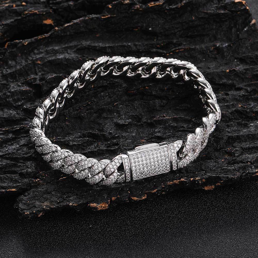 10mm Diamond Cuban Link Bracelet in White Gold