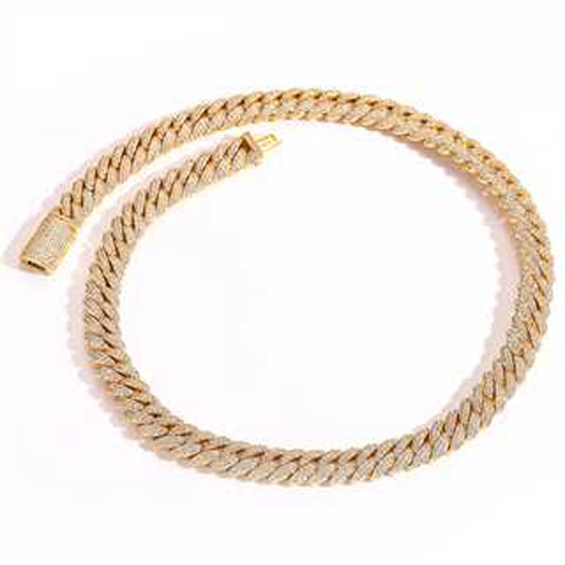 GRA Certified 10mm Two Row Moissanite Cuban Chain in 925 Silver