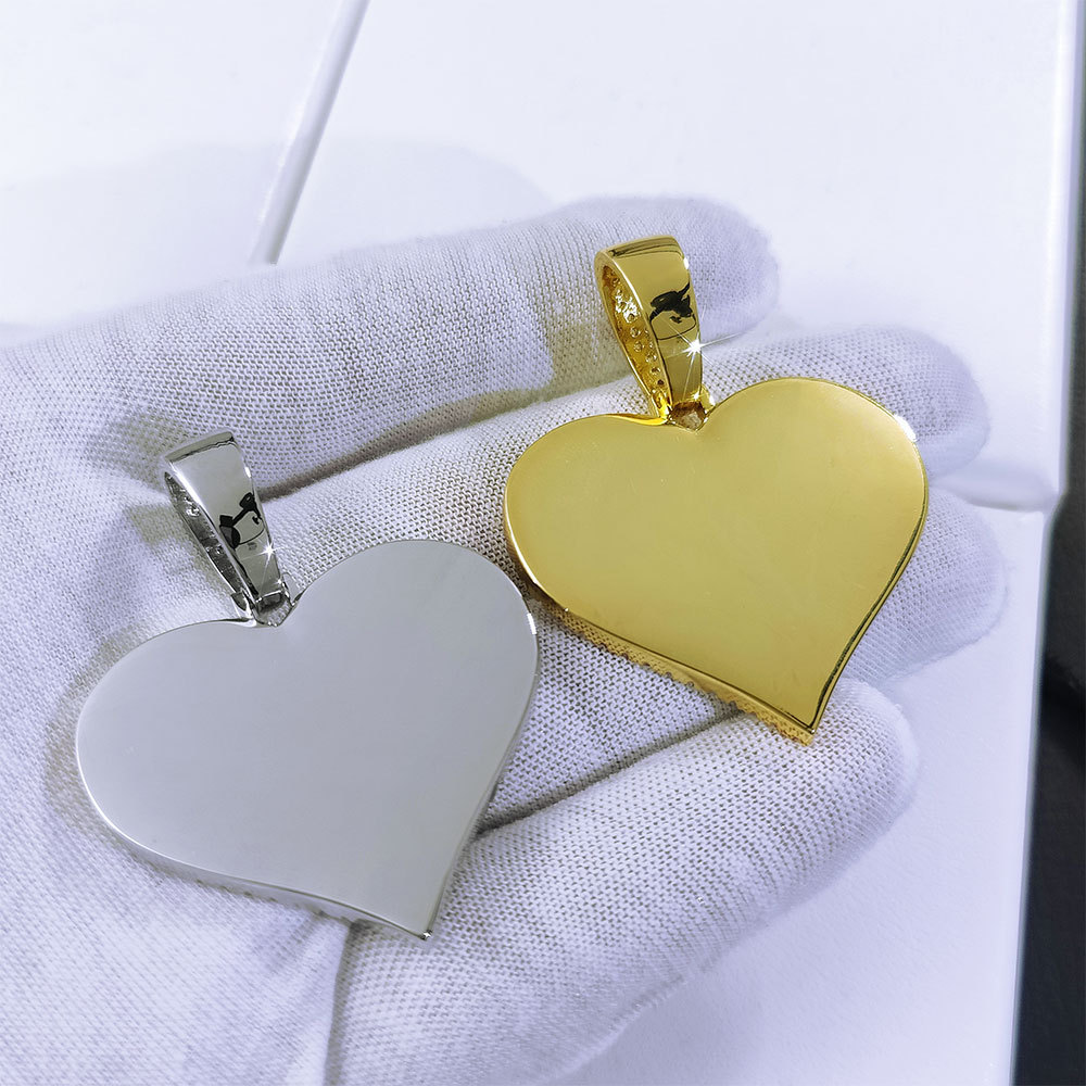 Wholesale Custom Heart Photo Customized Pendants Zircon Bling Iced Out Picture Necklaces