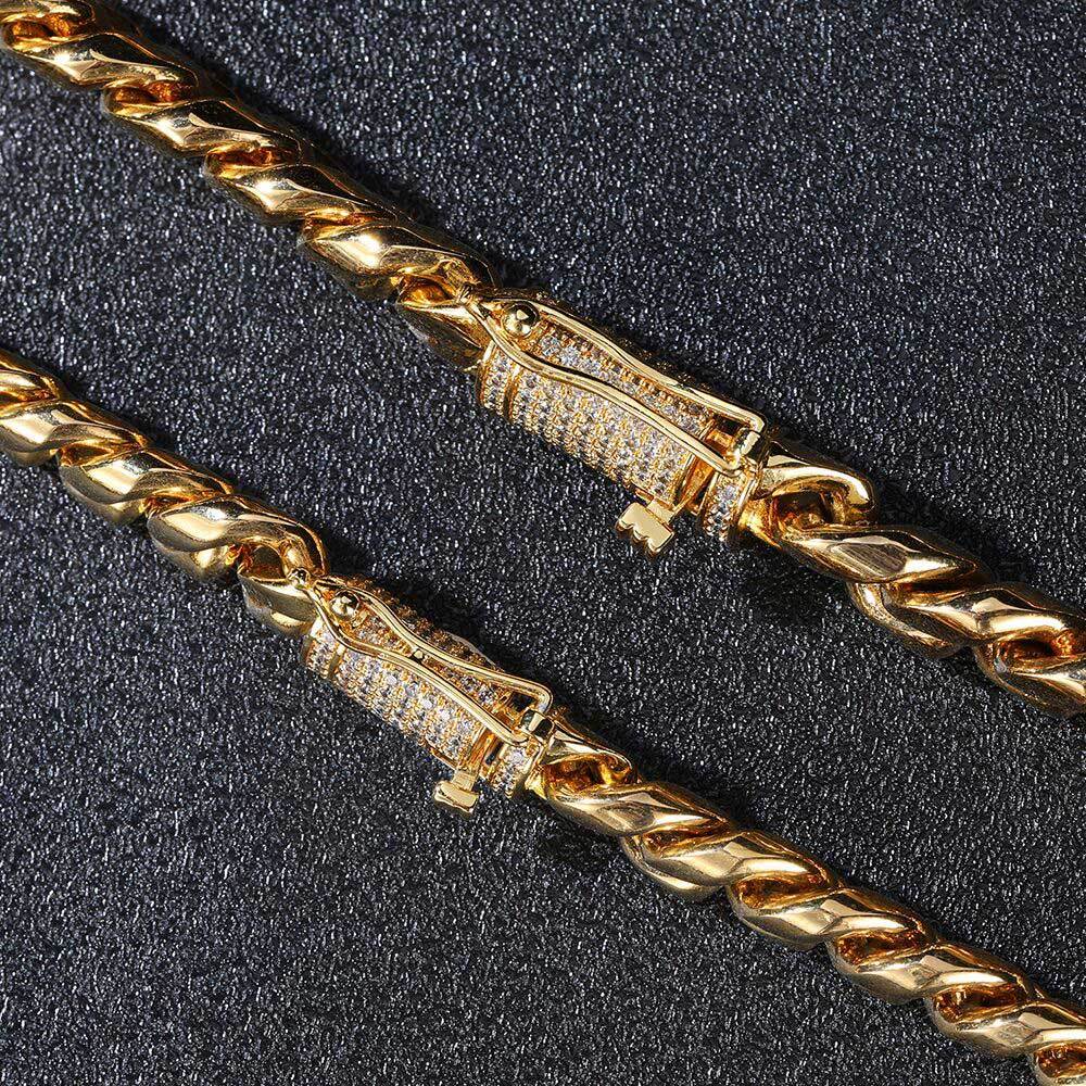 Wholesale Hip Hop 18K Plated Stainless Steel Miami Cuban Link Chain Necklace For Men