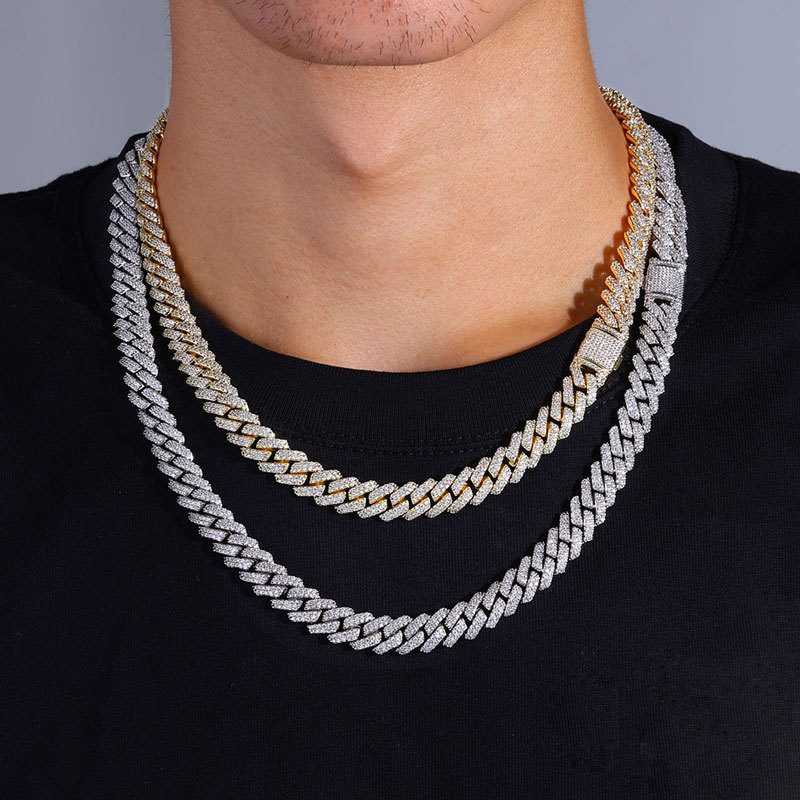 Men's iced-out Miami Cuban link chain with moissanite stones

