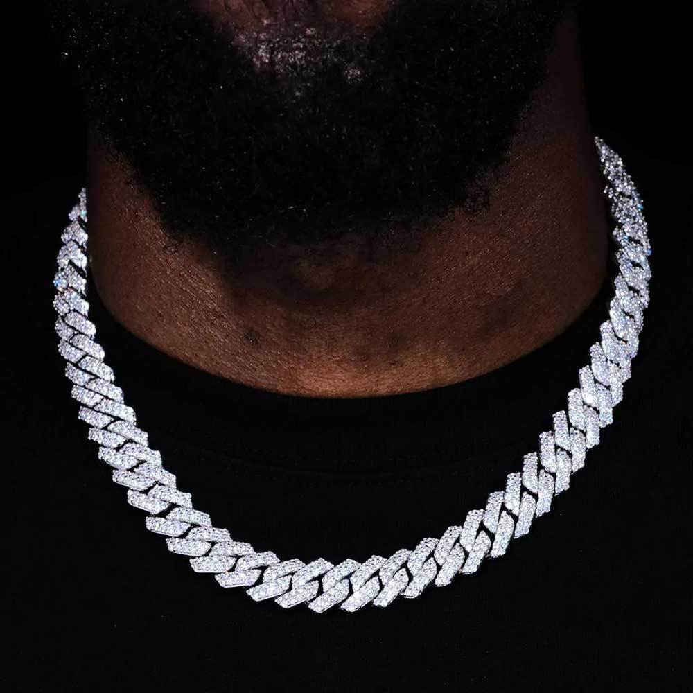 Wholesale 14mm Prong Iced Out Cuban Link Chain Necklace