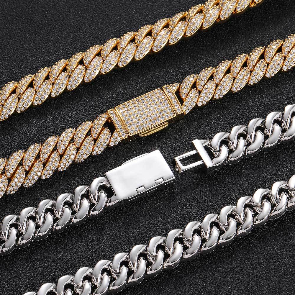 10mm Diamond Cuban Link Bracelet in White Gold